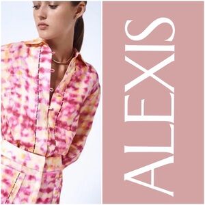 NWT $473 ALEXIS “ZAYNE” TOP BUTTON DOWN BLOUSE LINEN JACKET MEDIUM